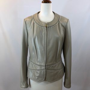 IMAN Vintage Leather/Lace Bomber Jacket
